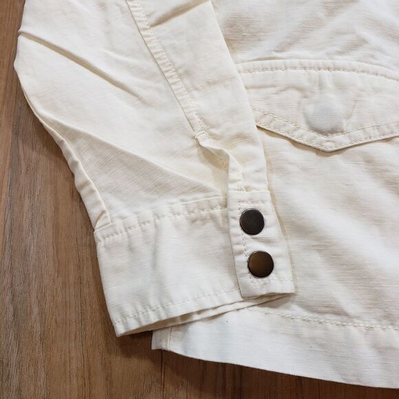 🔹️Loft Cream Linen Blend Zippered Utility Jacket w/Pockets Petite XSmall - Picture 6 of 10